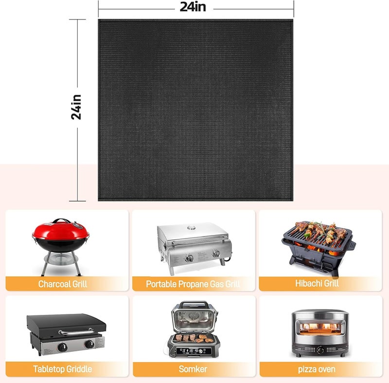 Amerbro 24x24in Heat Resistant Grill Mats for Outdoor Tabletop Grill to Protect Your Prep Grill Table, Heat Resistant Mats for Countertop, Fireproof & Water Proof & Oil Proof Tabletop Fire Pit Mat-Black-1mm - Image 5